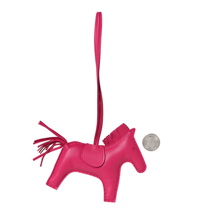 Hermes Milo Lambskin Grigri Rodeo Horse Bag Charm MM Rose Mexico 2 of 3