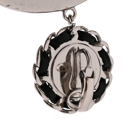 Chanel Crystal Lambskin Chain CC Hoop Clip On Earrings Black Silver 4 of 4