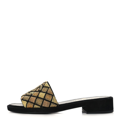 Chanel Pearl Embroidery CC Mules 37.5 Gold Black 1 of 9