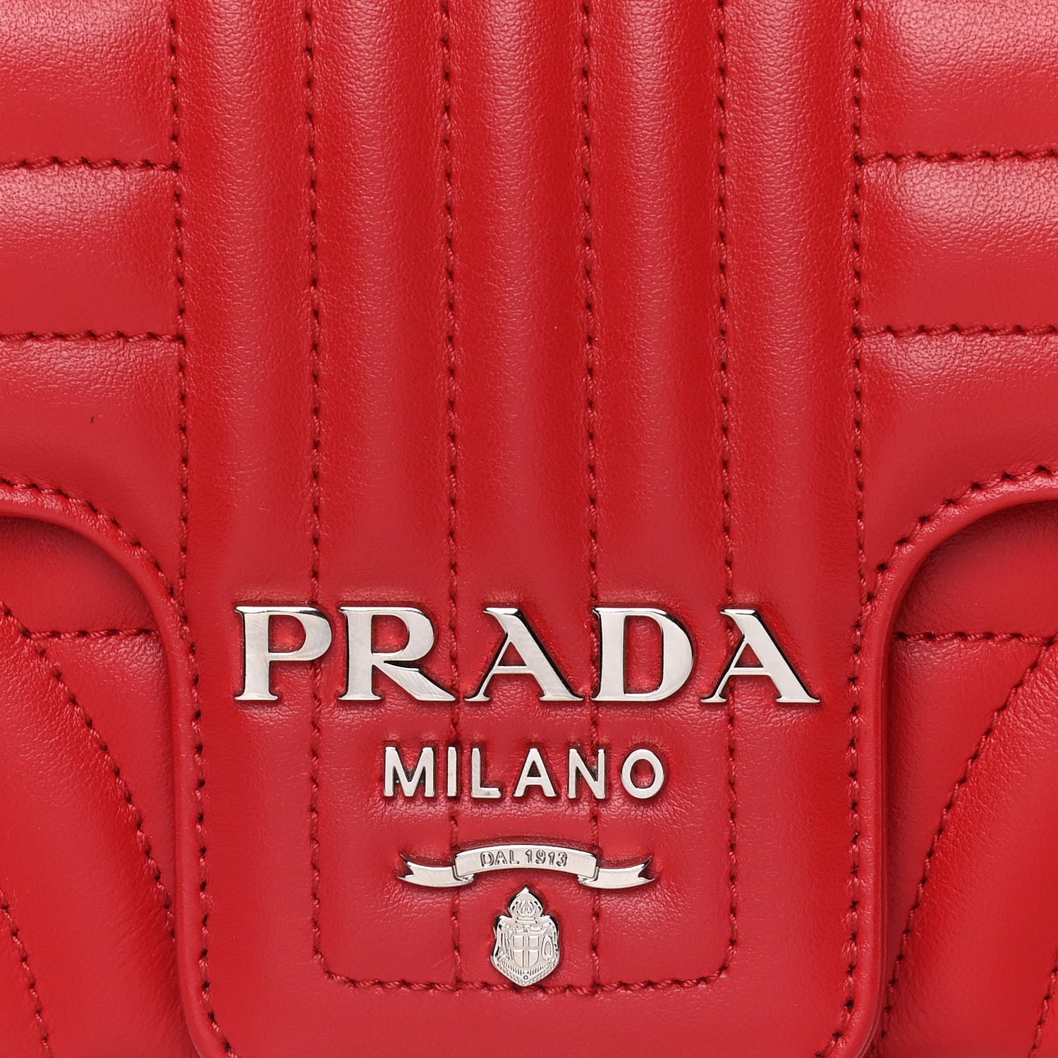 Prada Soft Calfskin Impunture Diagramme Small Chain Flap Shoulder Bag Fuoco 8 of 14