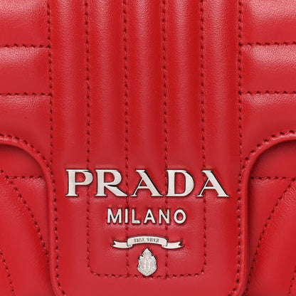 Prada Soft Calfskin Impunture Diagramme Small Chain Flap Shoulder Bag Fuoco 8 of 14