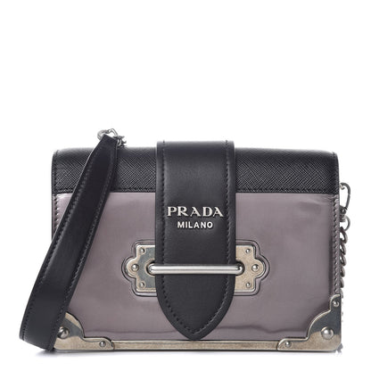 Prada Metallic Vitello Saffiano Cahier Bag Ferro Black 1 of 6