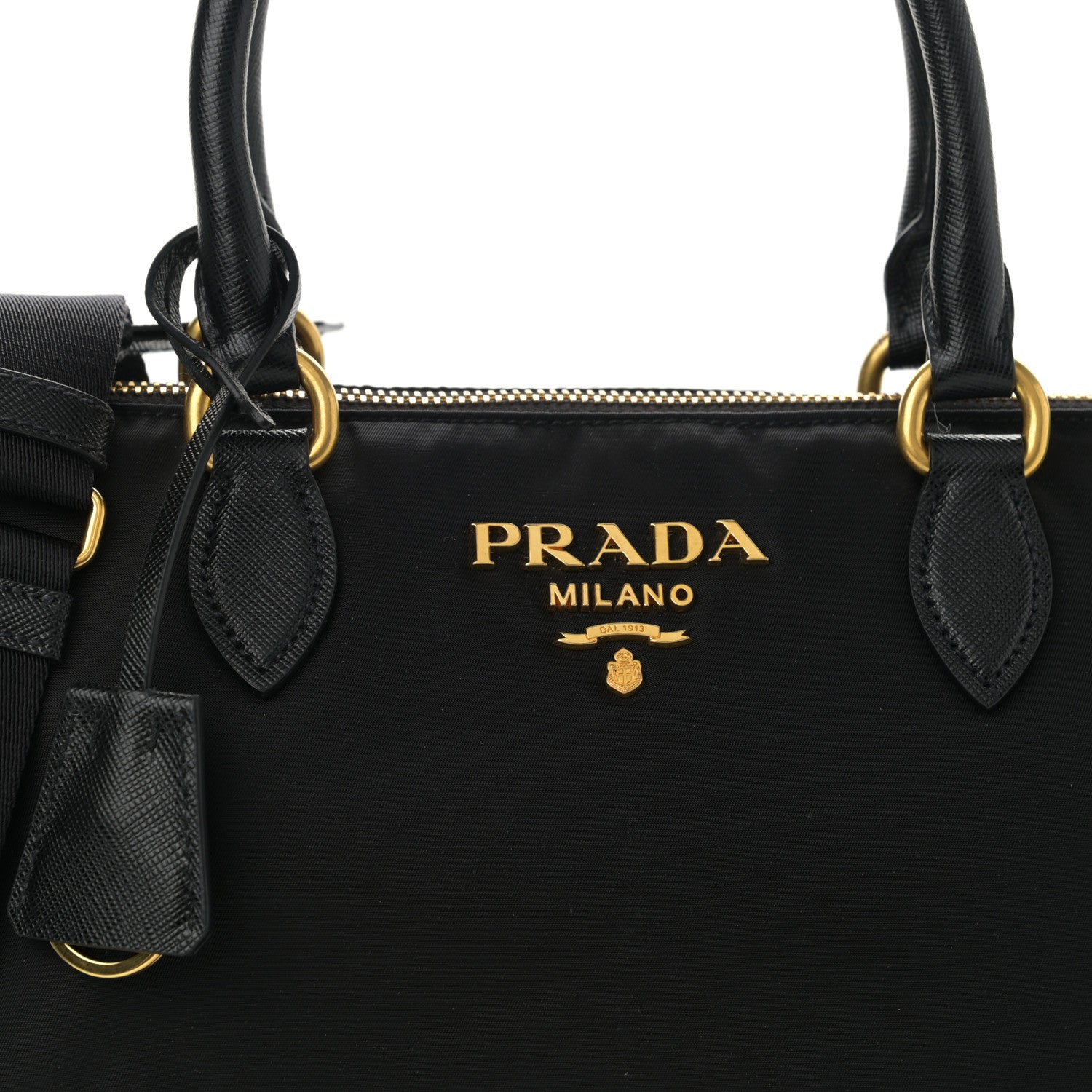Prada Tessuto Nylon Saffiano Small Satchel Black 9 of 11