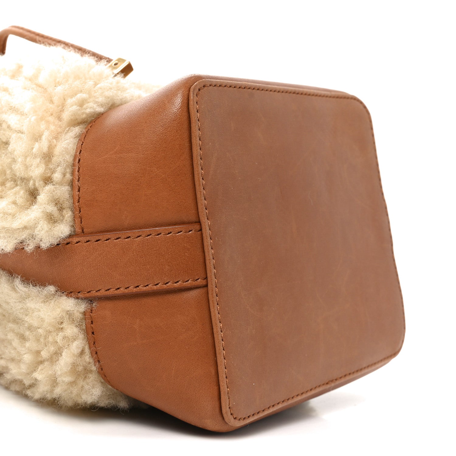Saint Laurent Shearling Calfskin Small Emmanuelle Bucket Bag Natural Beige Brick 8 of 9