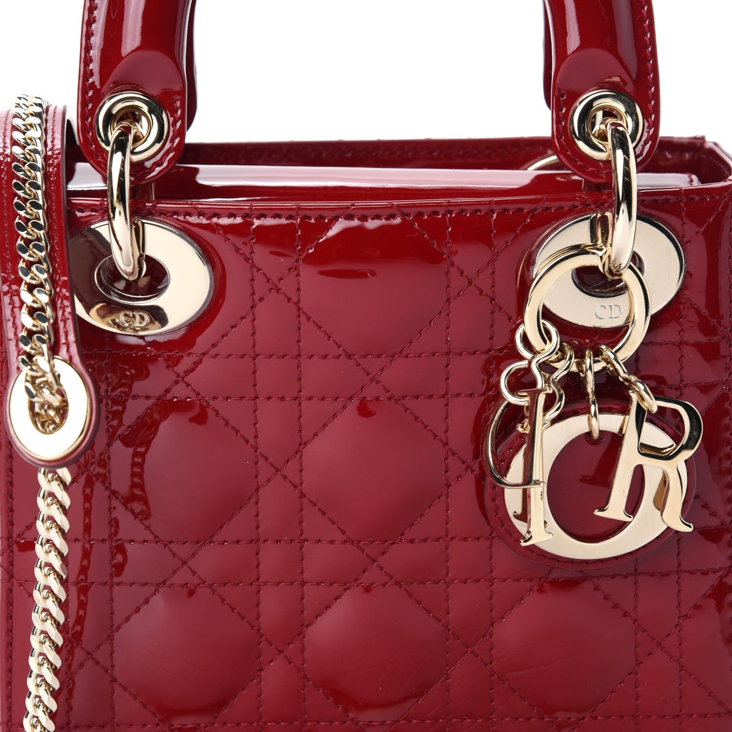 Patent Cannage Mini Lady Dior Red