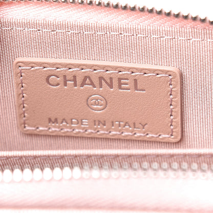 Chanel Goatskin Camellia Embossed Zip Coin Purse Light Pink 6 of 8
