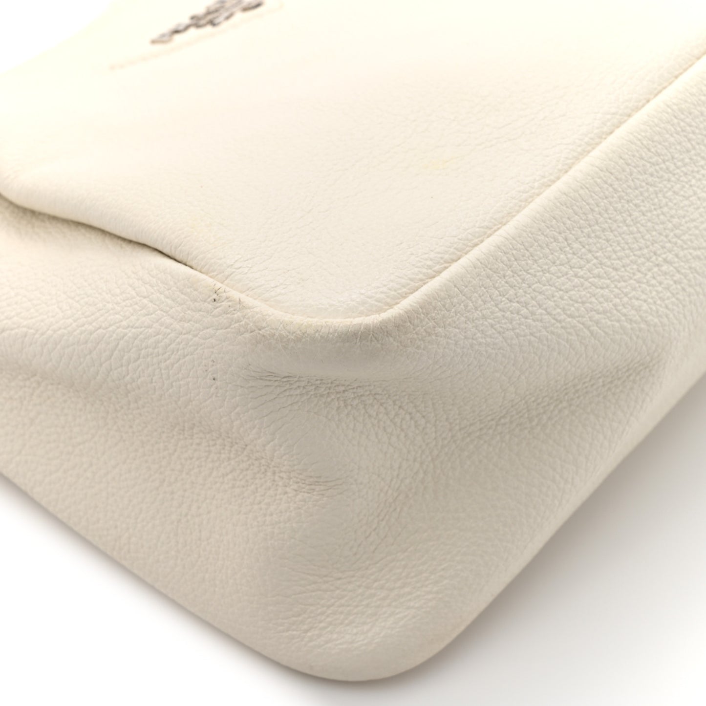 Vitello Daino Soft Medium Zippered Top Handle Bag White