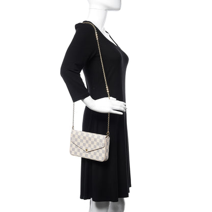 Louis Vuitton Damier Azur Pochette Felicie Chain Wallet Rose Ballerine 2 of 12