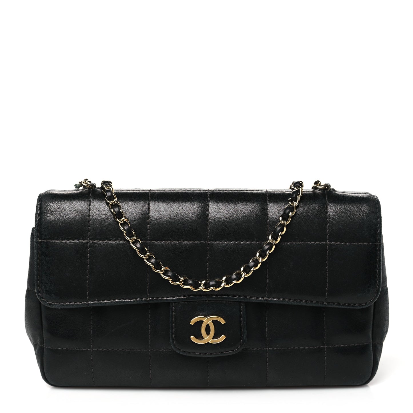 Lambskin Quilted Mini Chocolate Bar Flap Black