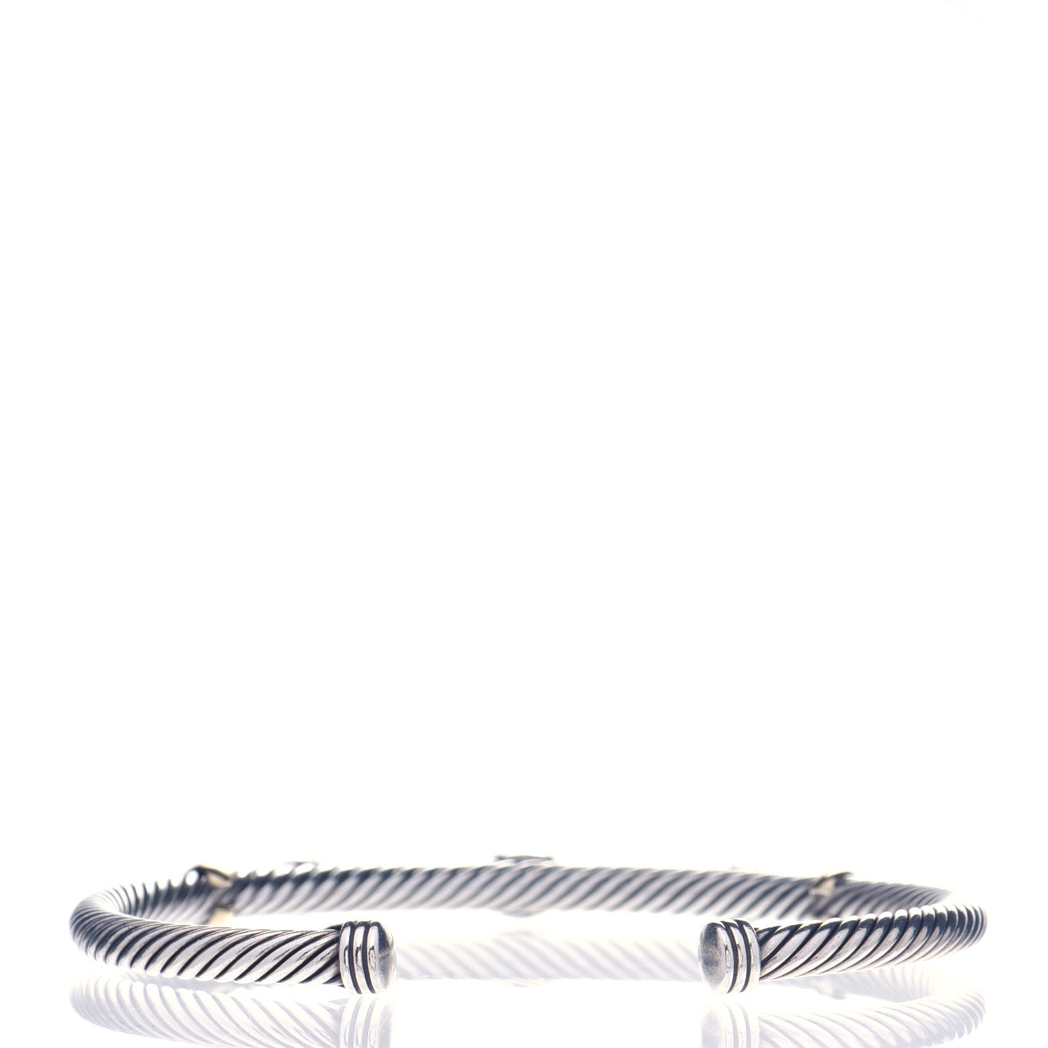 David Yurman Sterling Silver 18K Yellow Gold Blue Topaz Turquoise 4mm Renaissance Bracelet 3 of 4