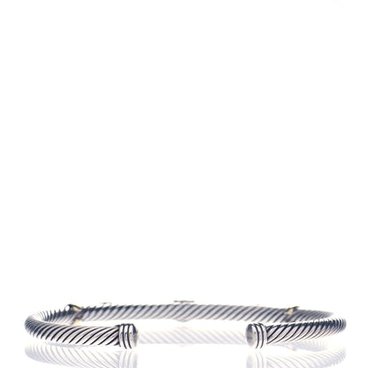 David Yurman Sterling Silver 18K Yellow Gold Blue Topaz Turquoise 4mm Renaissance Bracelet 3 of 4