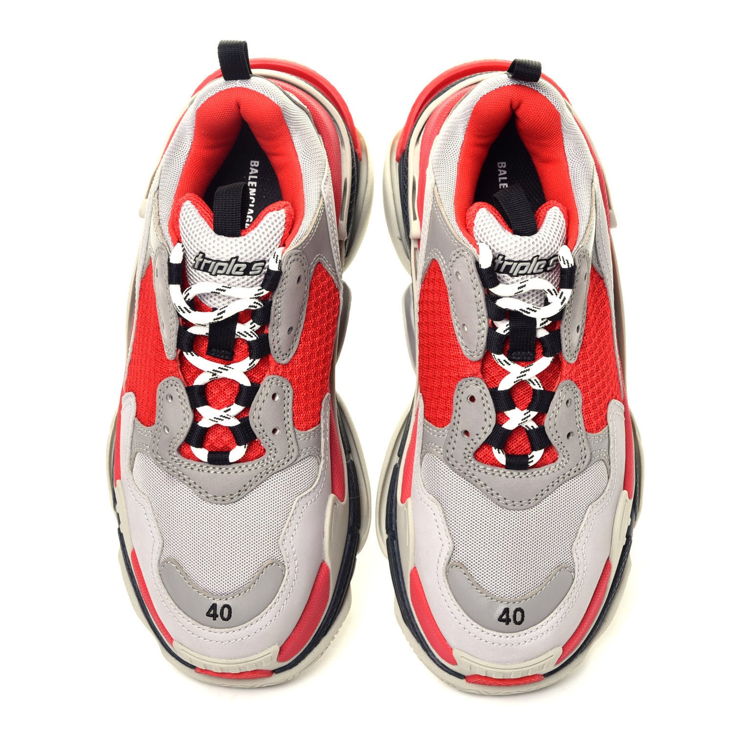 Fabric Mesh Womens Triple S Sneakers 40 Red Grey White