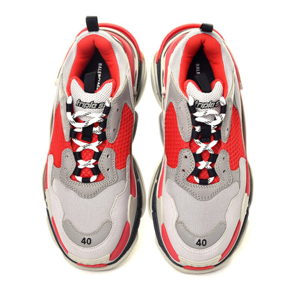 Balenciaga Fabric Mesh Womens Triple S Sneakers 40 Red Grey White 5 of 8