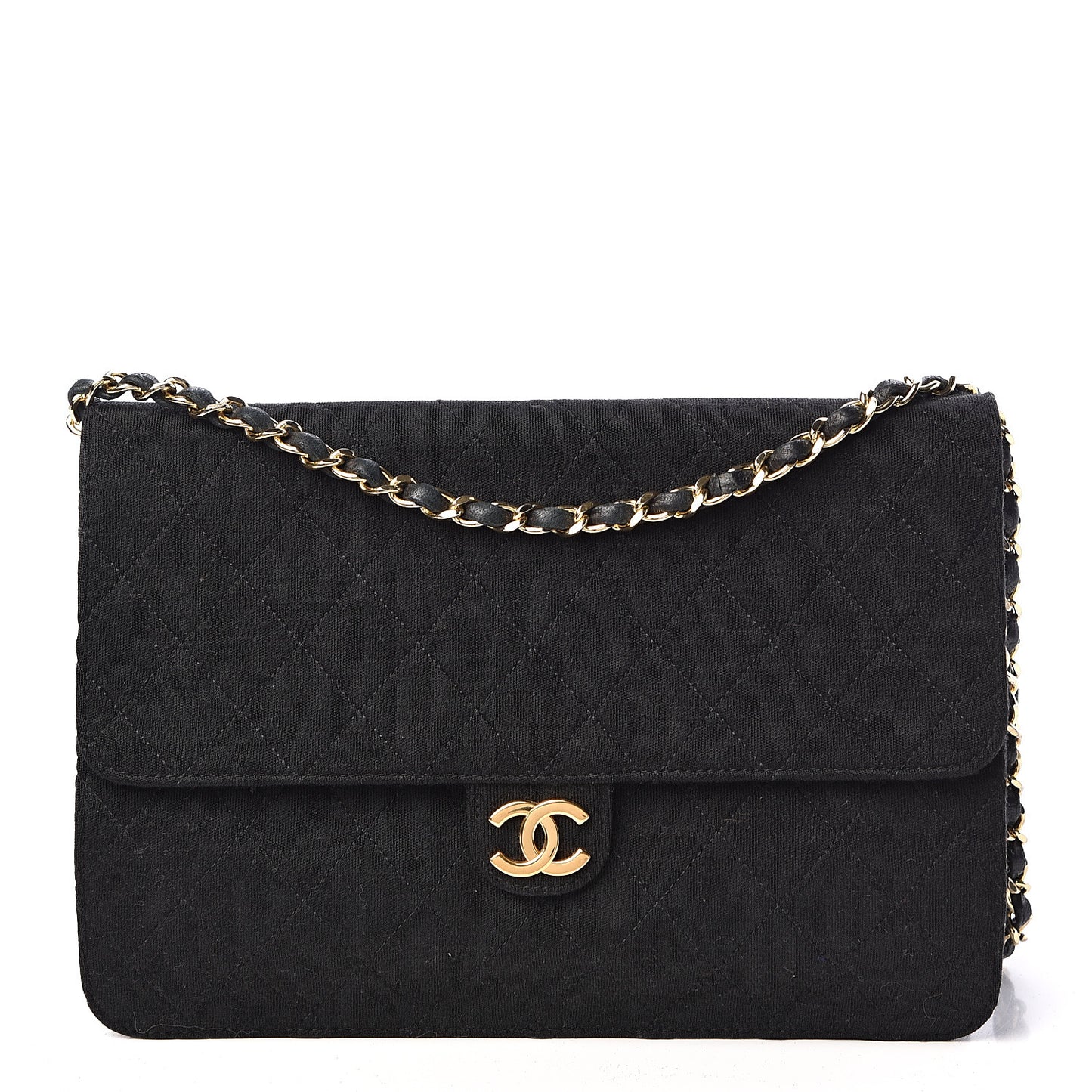 Jersey Quilted Medium Single Flap Black