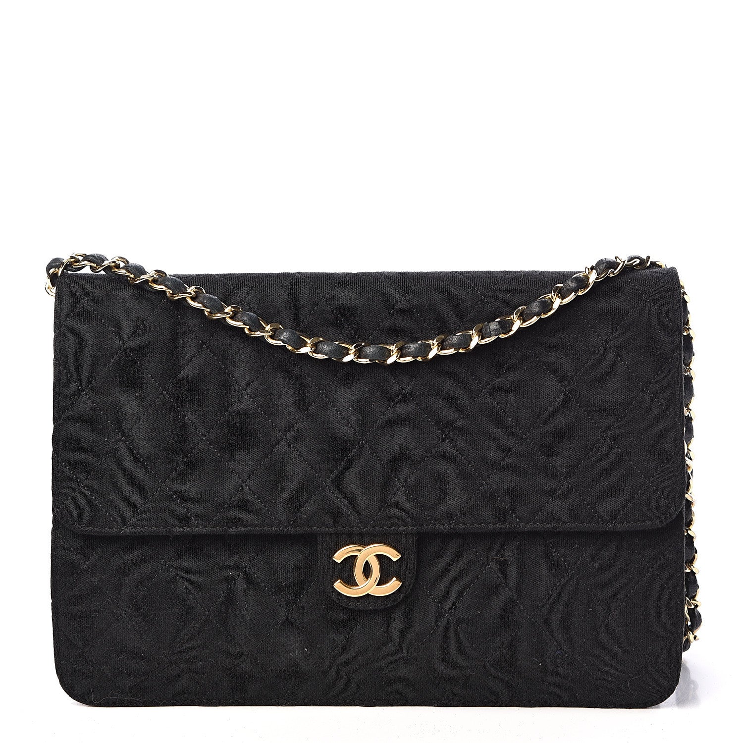 Chanel Jersey Quilted Medium Single Flap Black 2 of 12