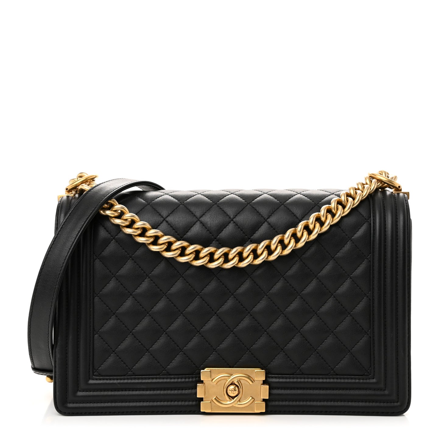 Calfskin Quilted New Medium Boy Flap Black