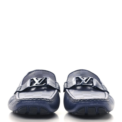 Louis Vuitton Damier Mens Monte Carlo Car Shoe Moccasin Loafers 10 Blue 3 of 9