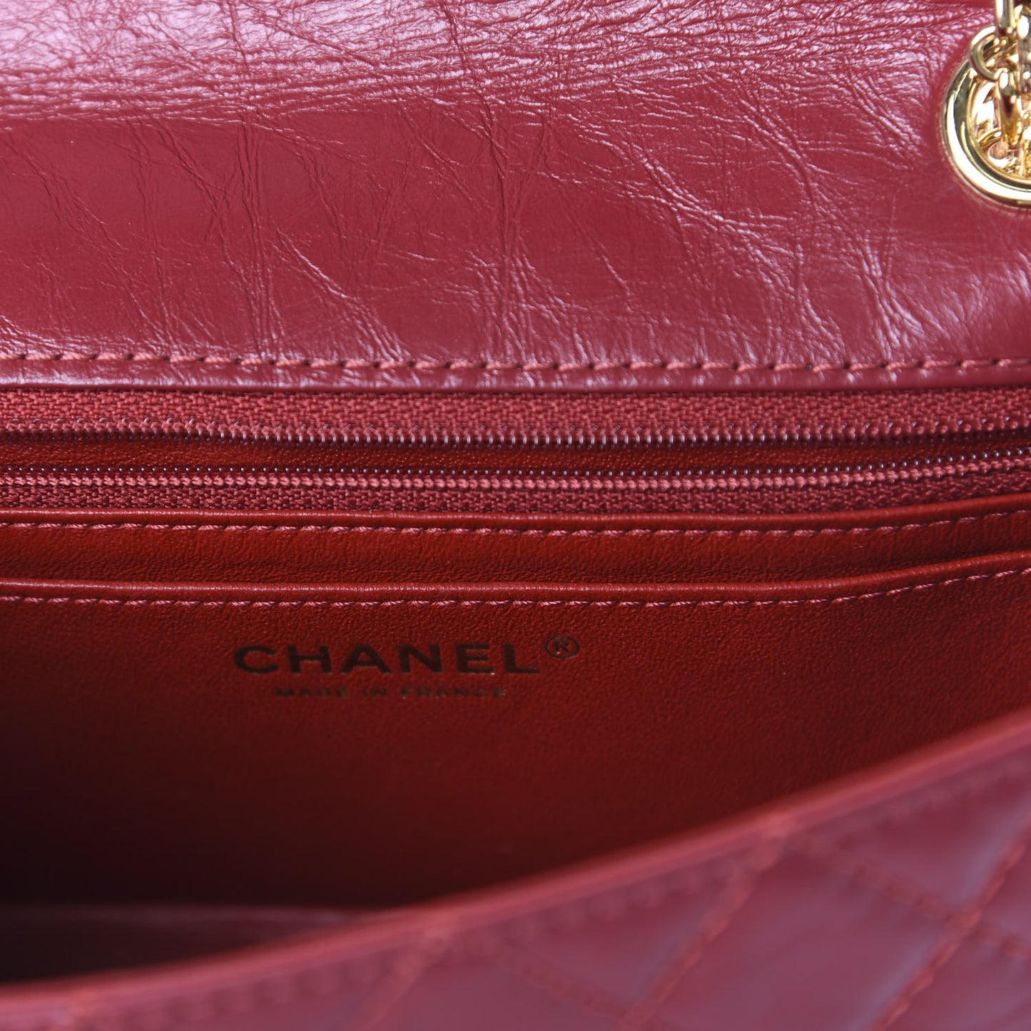 Aged Calfskin Quilted 2.55 Reissue Mini Flap Red