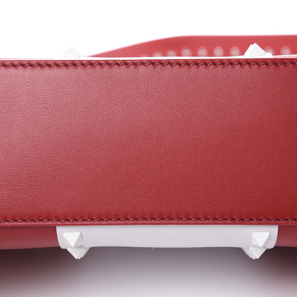 Valentino Garavani Vitello Colorblock Small Free Rockstud Single Handle Flap Bag Rosso Valentino Optic White 9 of 10
