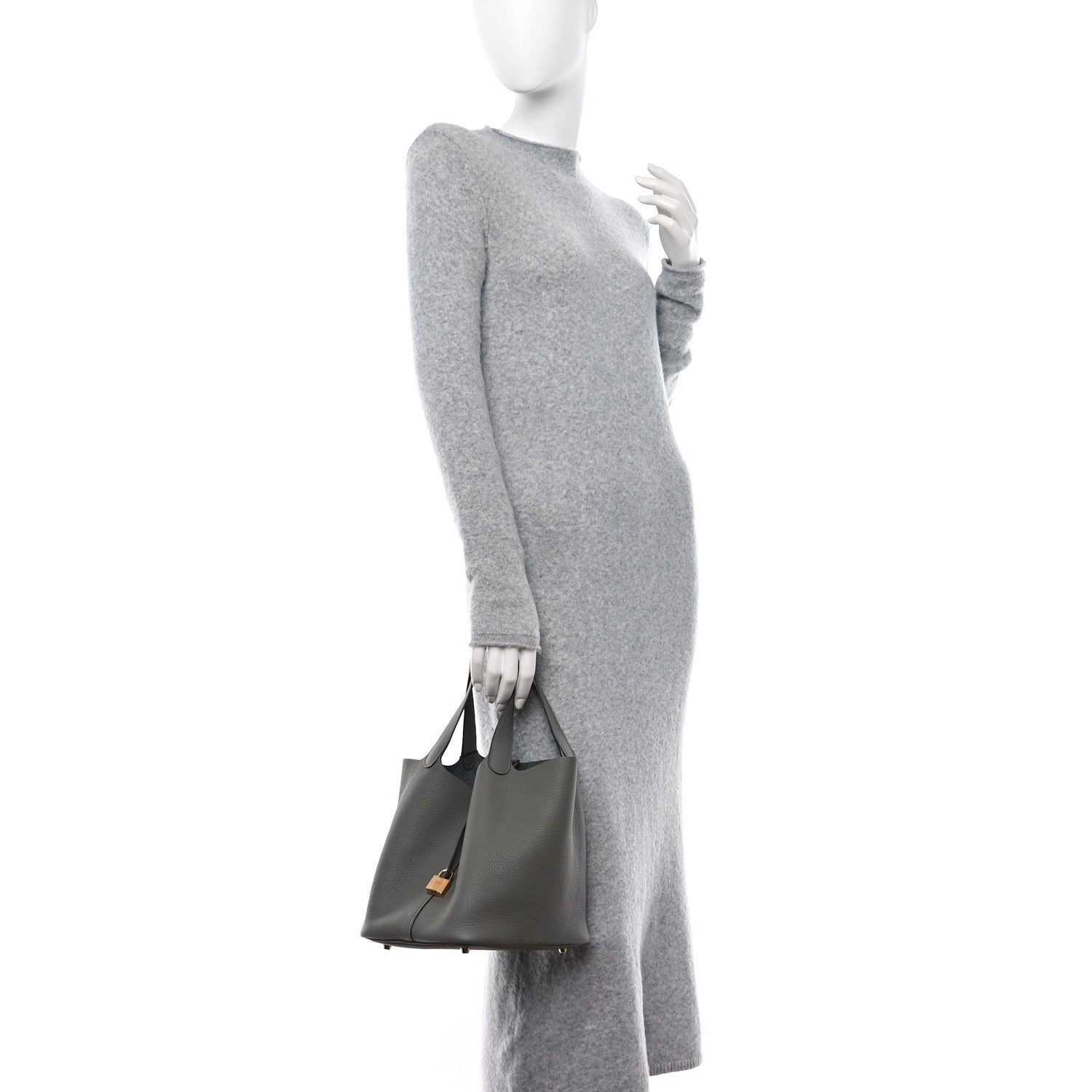 Hermes Taurillon Clemence Picotin Lock 22 MM Gris Meyer 2 of 10