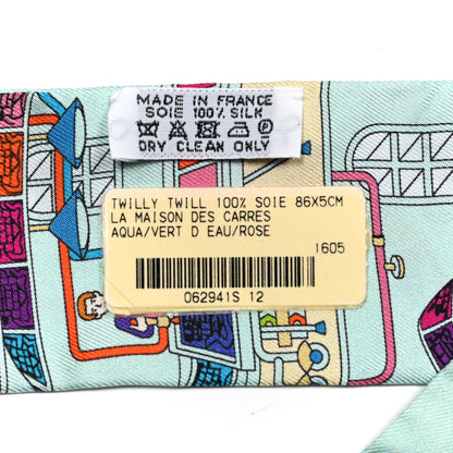 Hermes Silk La Maison des Carres Twilly Aqua Vert D'eau Rose 4 of 4
