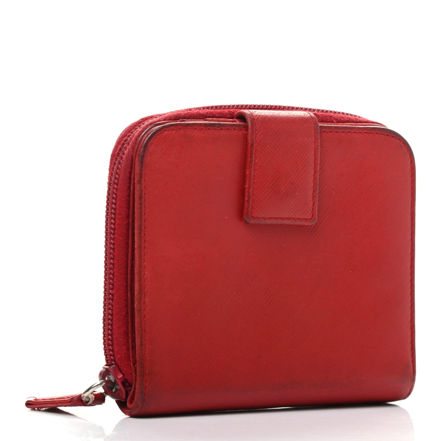 Saffiano Triangle Compact Wallet Red