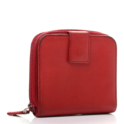 Prada Saffiano Triangle Compact Wallet Red 3 of 11