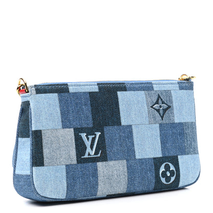 Louis Vuitton Denim Damier Monogram Patchwork Multi Pochette Accessories Blue Rouge 3 of 8