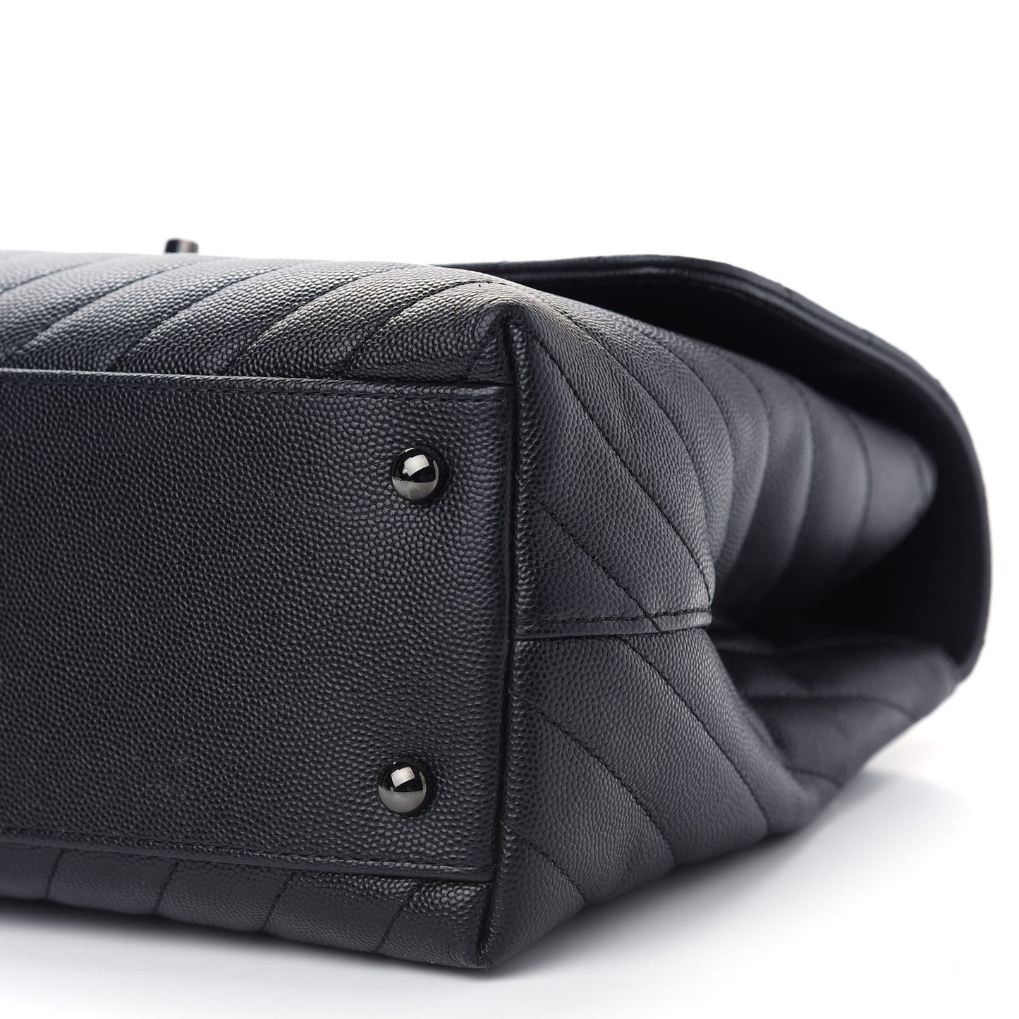 Caviar Chevron Quilted Medium Coco Handle Flap So Black