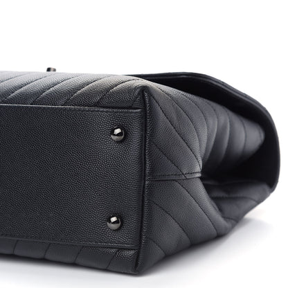 Chanel Caviar Chevron Quilted Medium Coco Handle Flap So Black 8 of 8