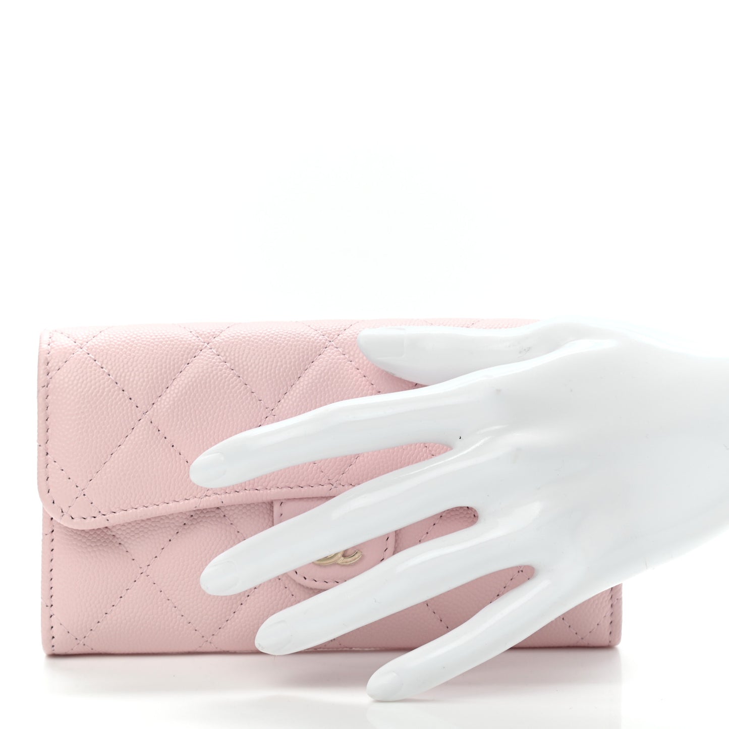Caviar Quilted Medium Flap Wallet Light Pink