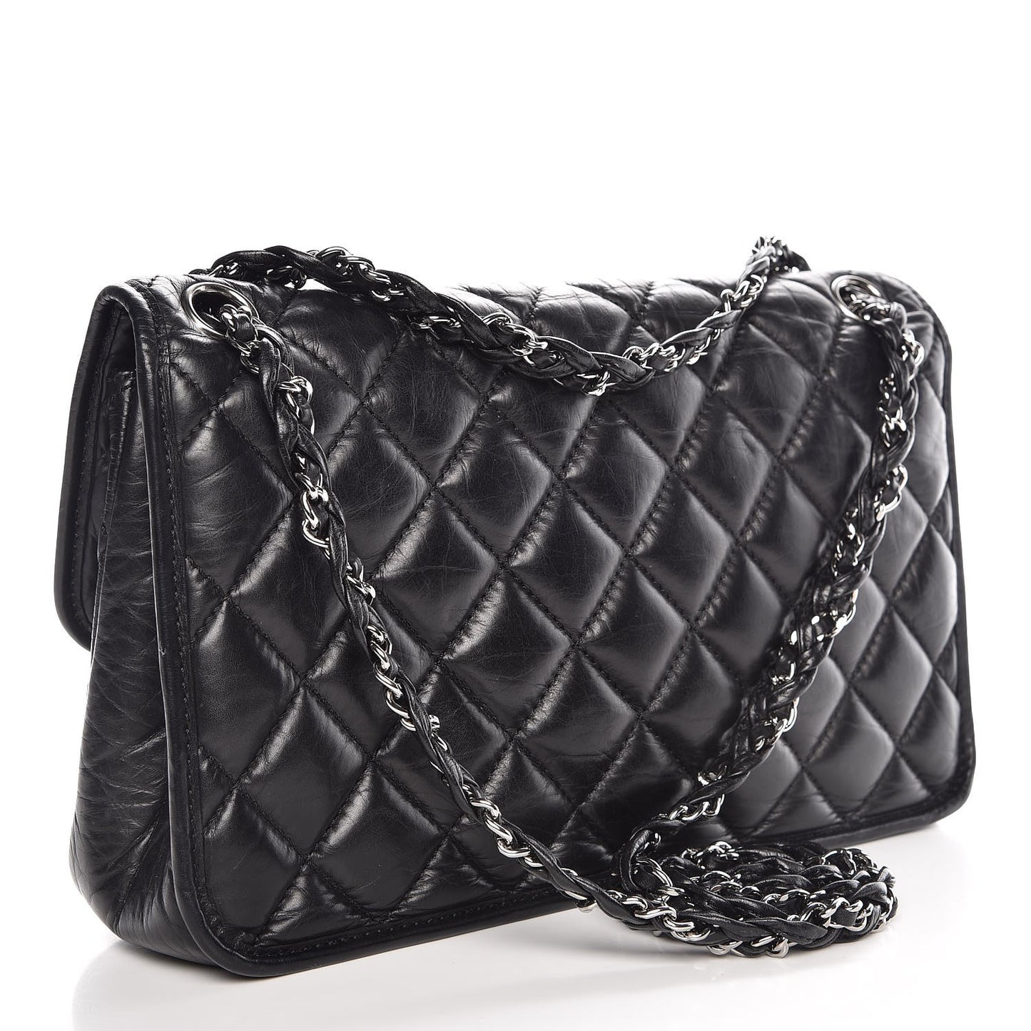 Aged Calfskin Vintage Ligne Flap Black