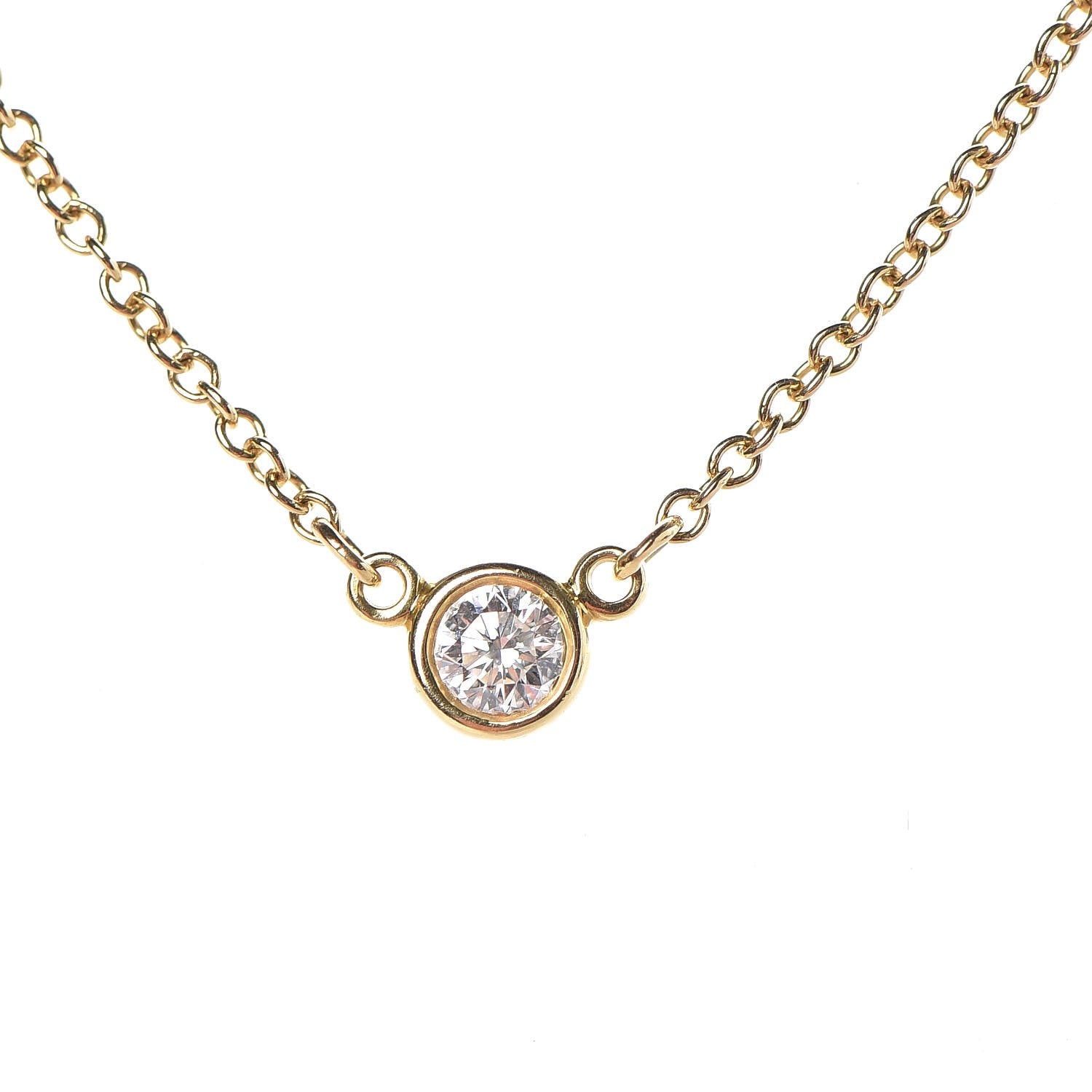 Tiffany 18K Yellow Gold Diamond .12ct Elsa Peretti Diamonds by the Yard Pendant Necklace 4 of 7