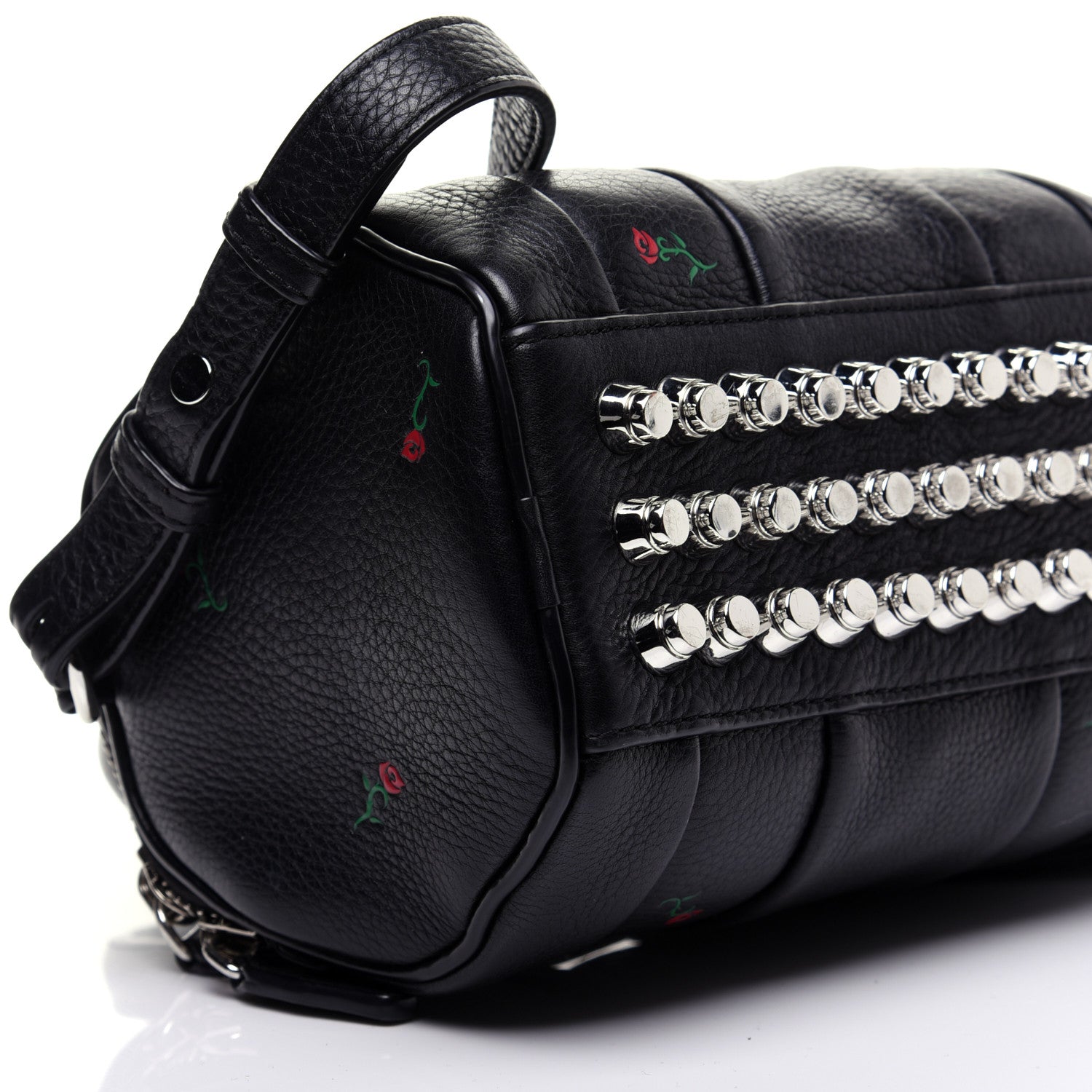 Alexander Wang Pebbled Lambskin Rose Printed Mini Rockie Black Silver Hardware 7 of 12