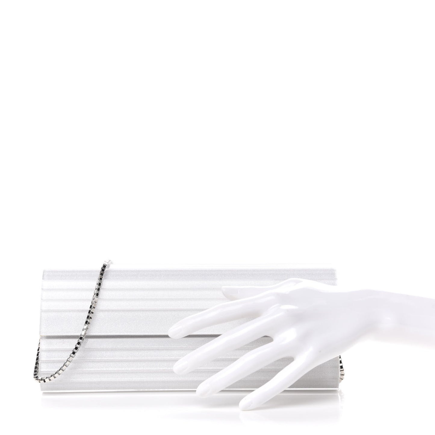 Acrylic Glitter Sweetie Clutch White