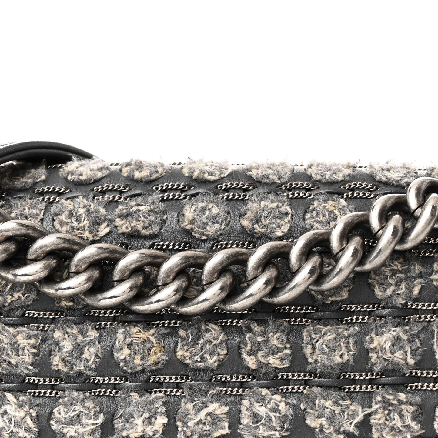 Tweed Calfskin Medium Boy Flap Grey