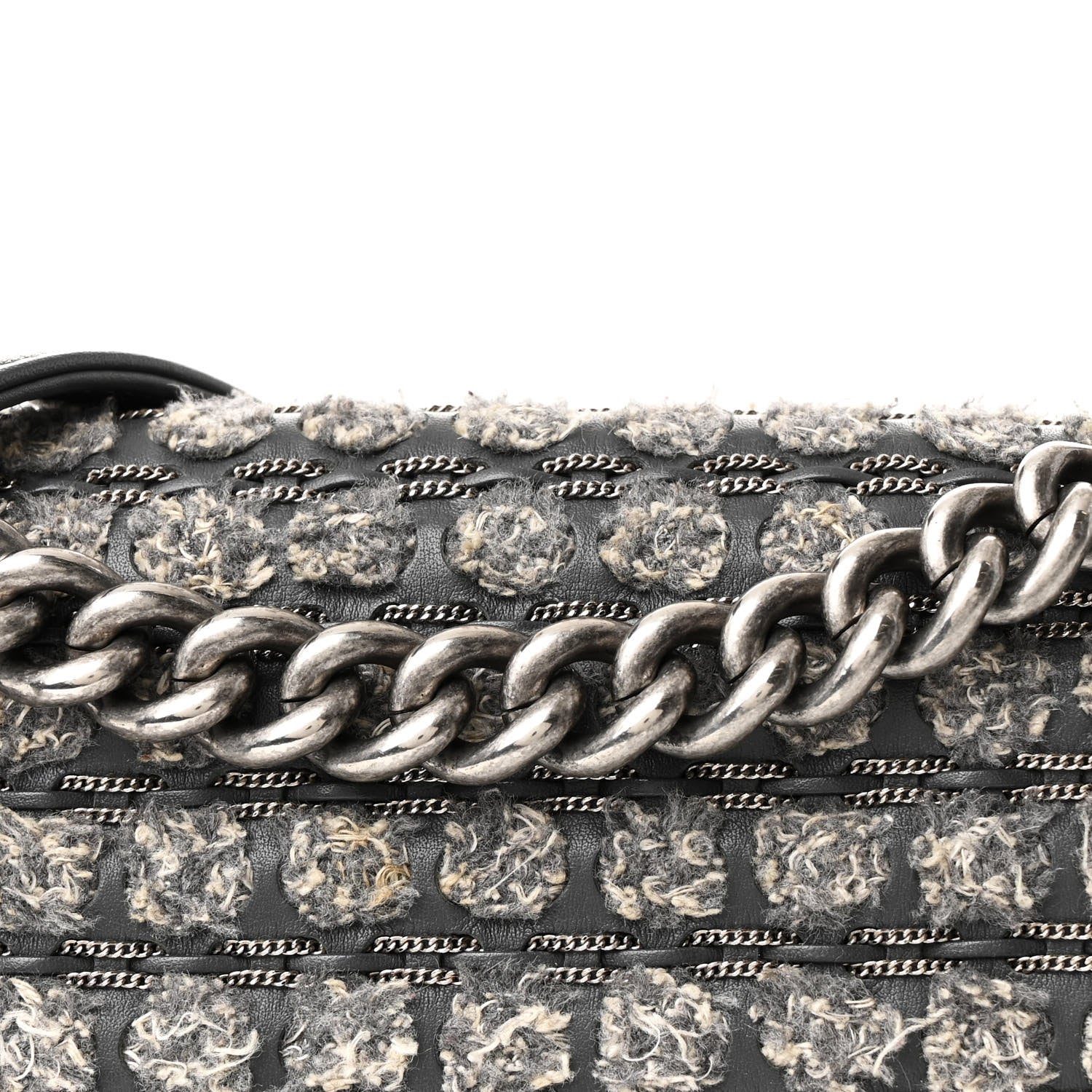 Chanel Tweed Calfskin Medium Boy Flap Grey 8 of 11
