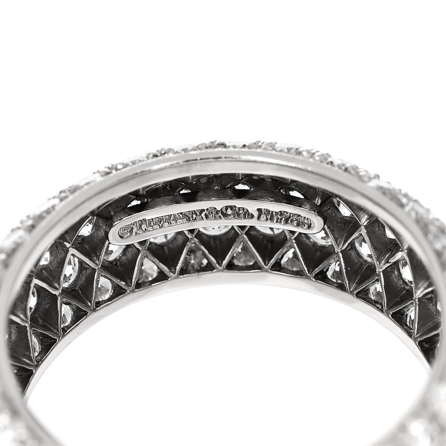 Tiffany Platinum Diamond Wide Soleste Band Ring 53 6.5 4 of 5