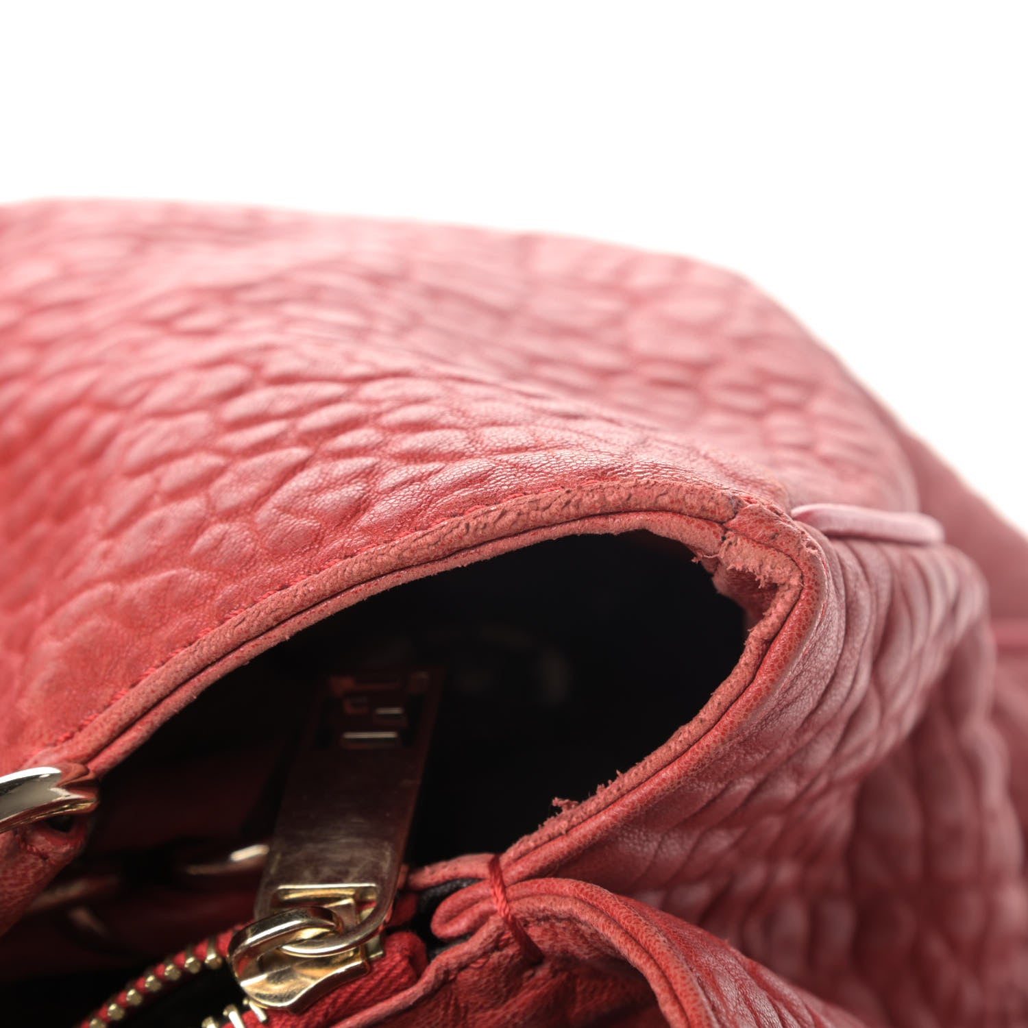 Fendi Crinkled Lambskin Mia Tote Red 6 of 6