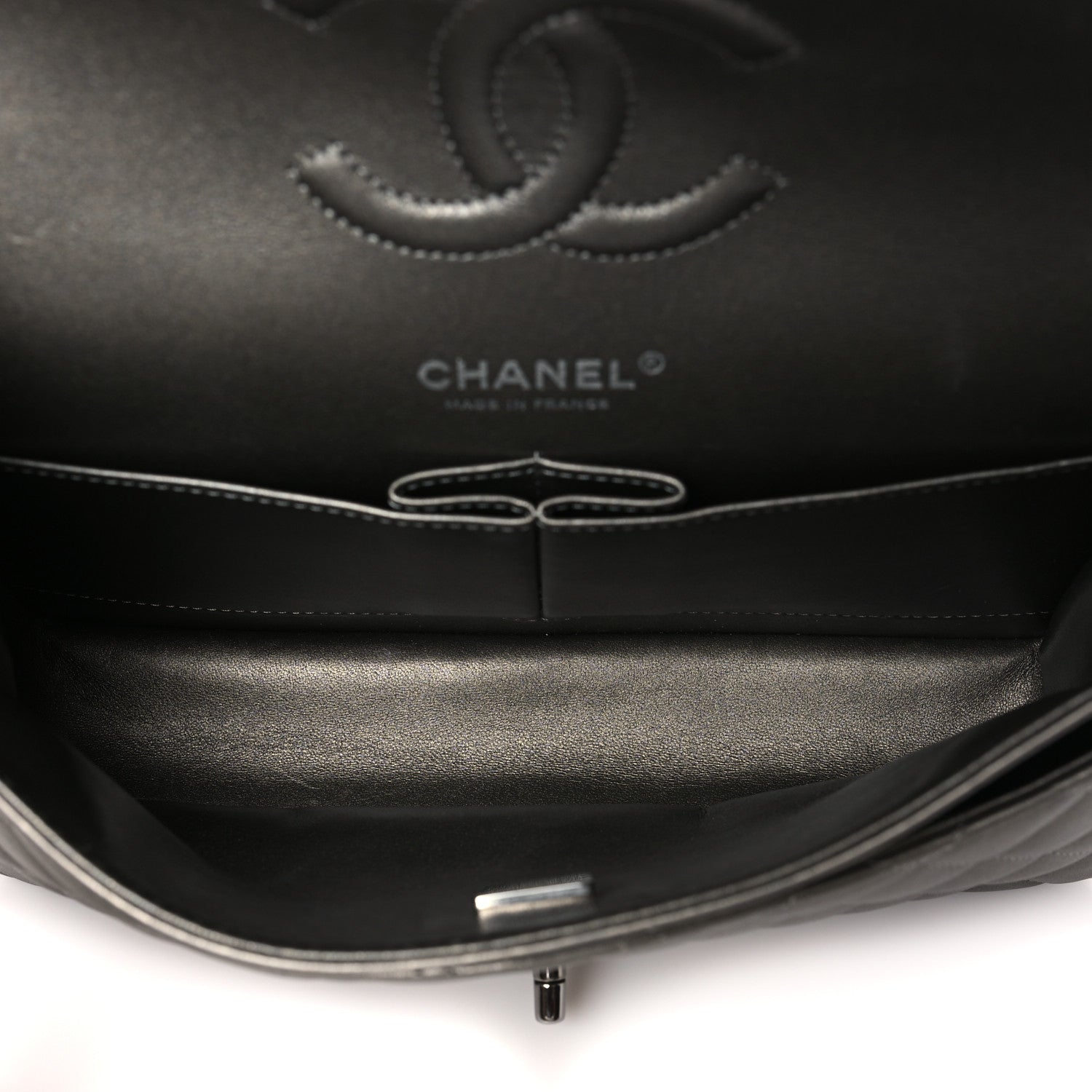 Chanel Metallic Calfskin Quilted Medium Double Flap Ruthenium Ruthenium 5 of 11