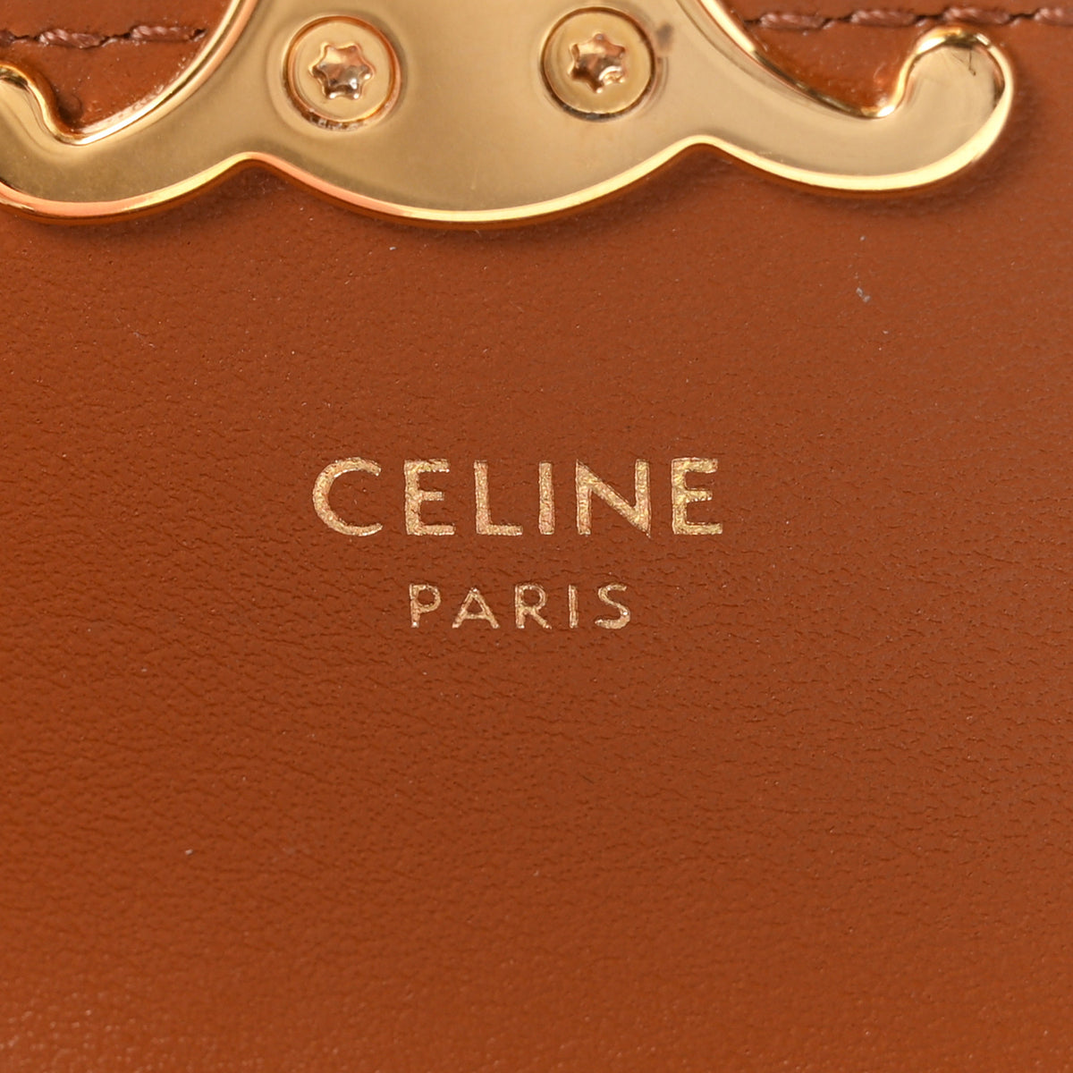 Triomphe Canvas Calfskin Flap Card Holder Tan