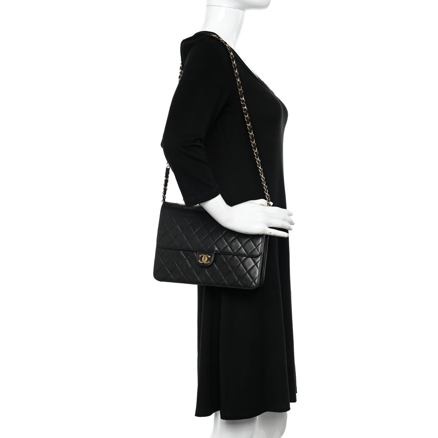 Lambskin Quilted Medium Single Flap Black
