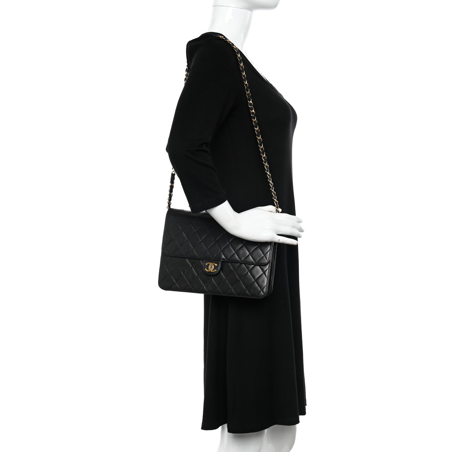 Chanel Lambskin Quilted Medium Single Flap Black 2 of 11