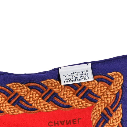 Chanel Silk CC Chain Scarf Red Blue 3 of 3