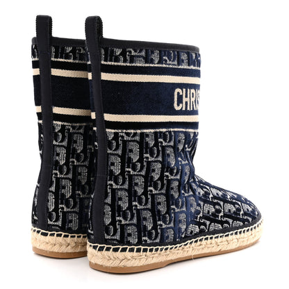 Christian Dior Velvet Oblique Granville Espadrille Boots 35.5 Deep Blue 4 of 9