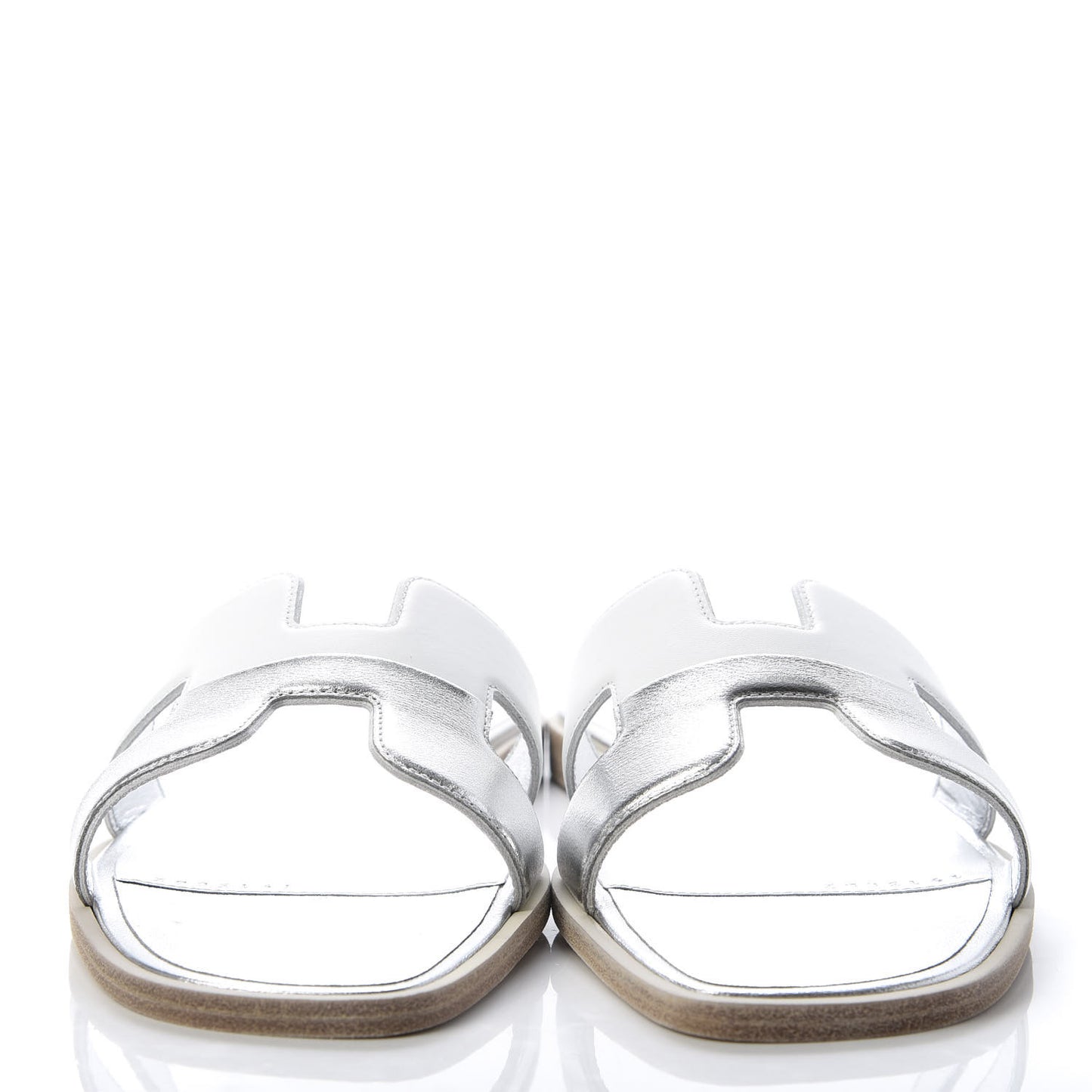 Metallic Nappa Box Oran Sandals 37 White Gris Argente