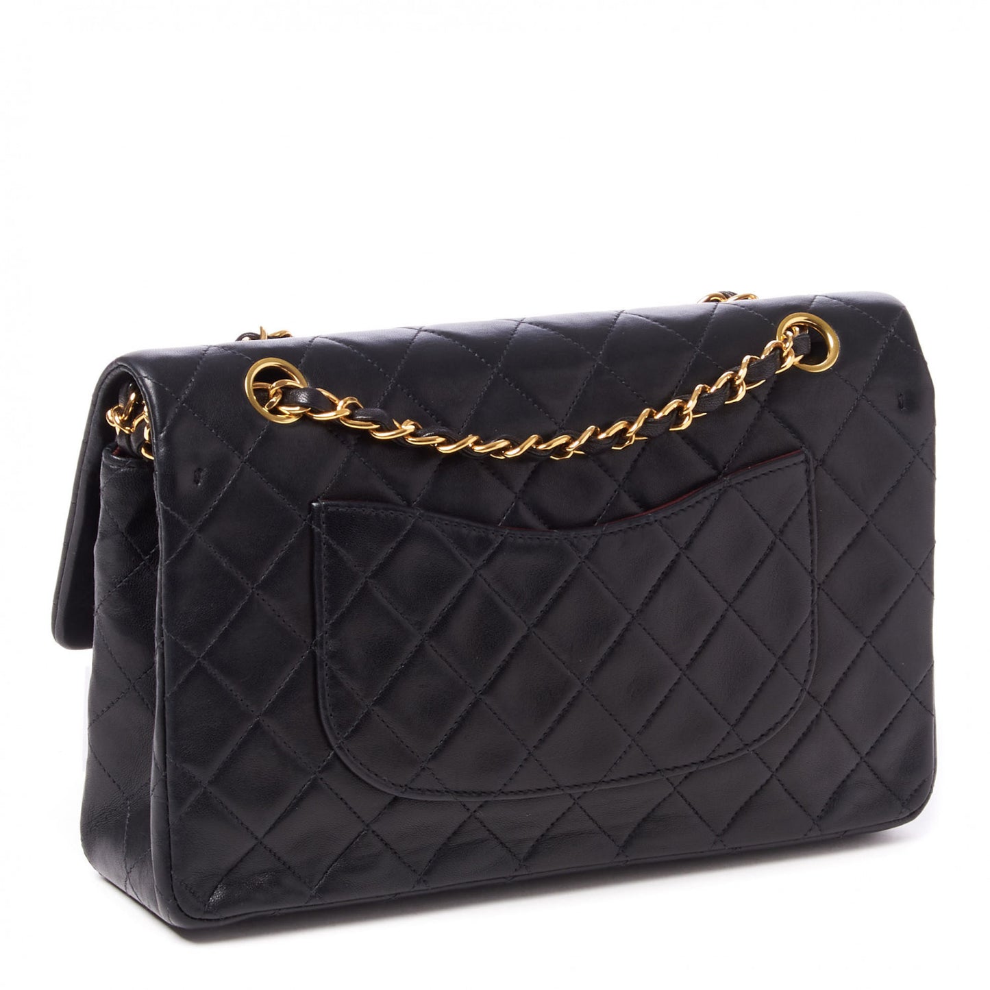 Lambskin Quilted Medium Double Flap Black
