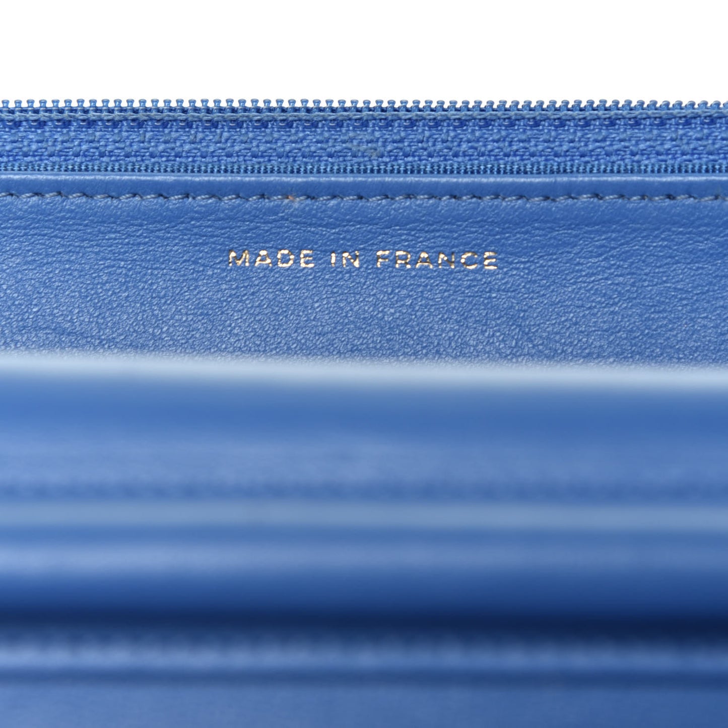 Lambskin Quilted Wallet On Chain WOC Light Blue