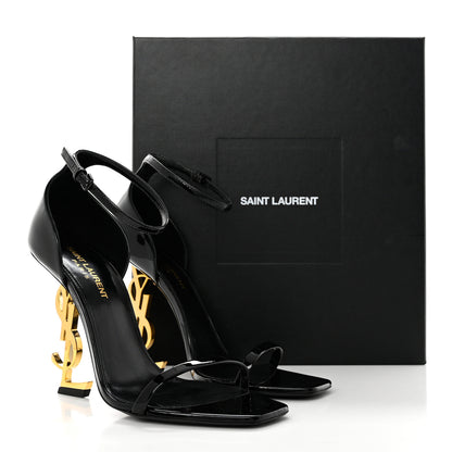 Saint Laurent Patent Calfskin Opyum 110 Sandals 38.5 Black Gold 8 of 8