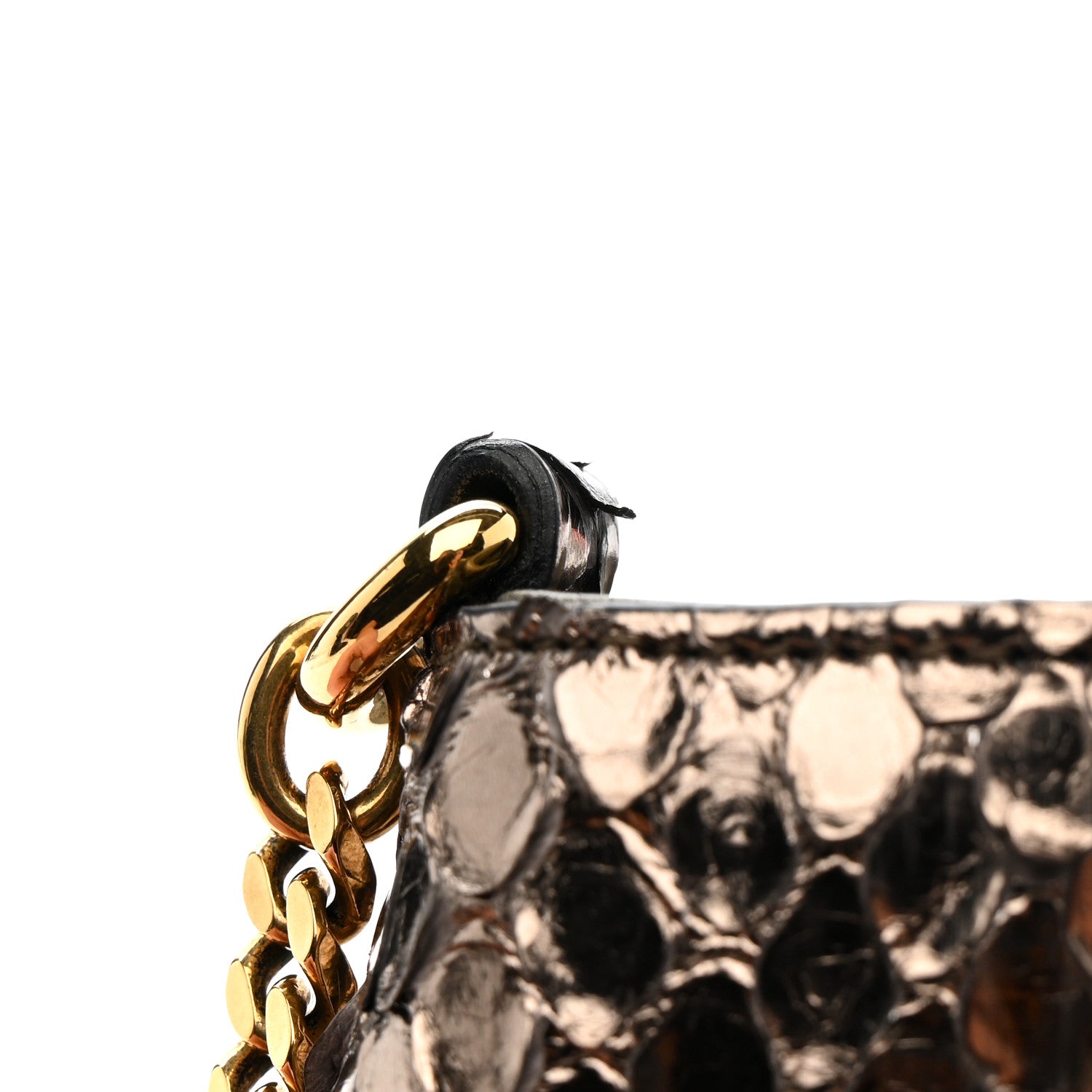 Gucci Snakeskin Small 1973 Chain Shoulder Bag Gunmetal 12 of 13